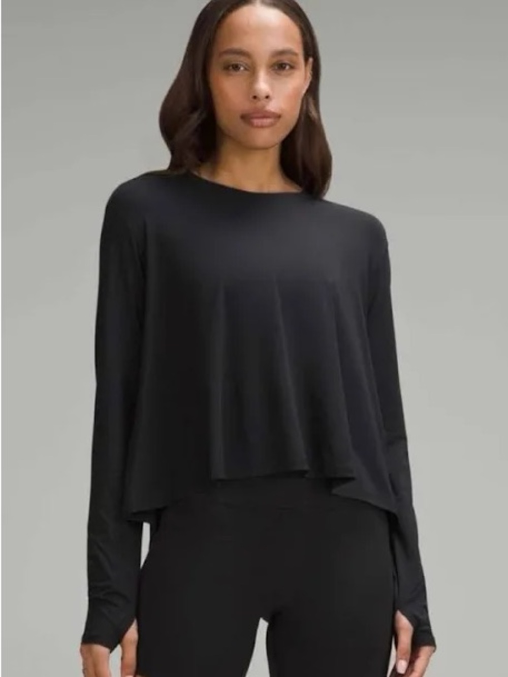 Women's Black Long-Sleeve Flow Top : Modal Longsleeve